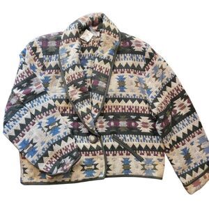 NWT Fiorlini Blazer Jacket Women's XL Cotton Aztec Southwest Vintage 90s